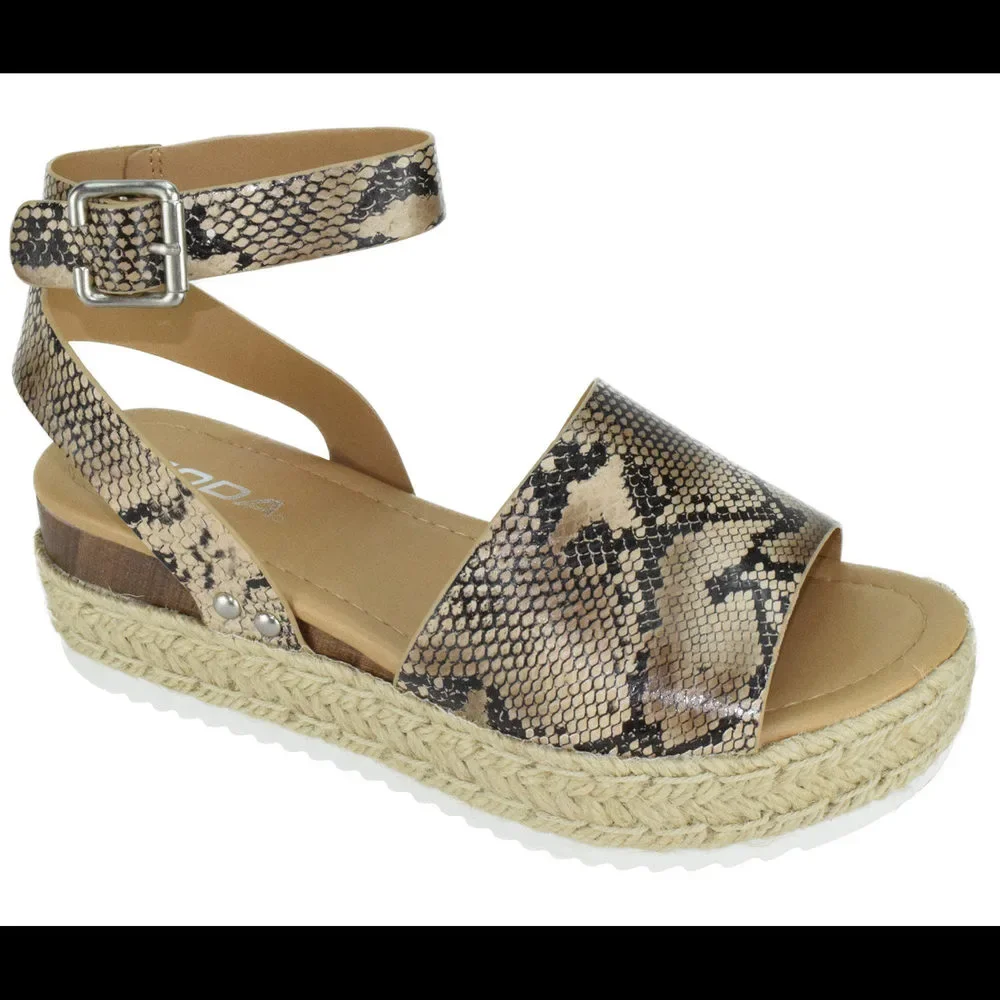Soda Women Wedge Sandals Ankle Strap Flatform Espadrilles Platform TOPIC python